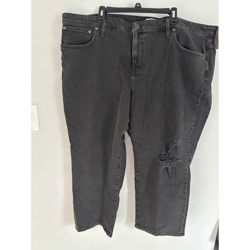 Madewell Mid-Rise Perfect Vintage Straight Jean plus 28W Lunar Black Distressed